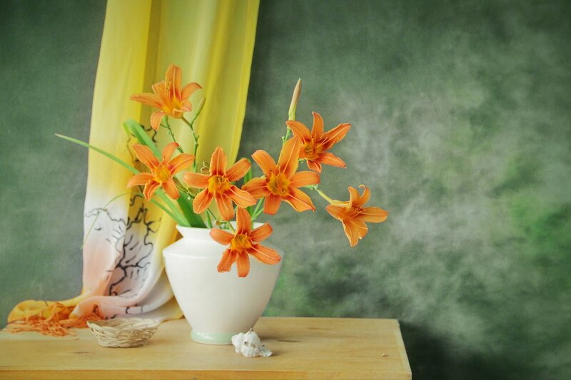 Orange Lilies in Vase — Serene