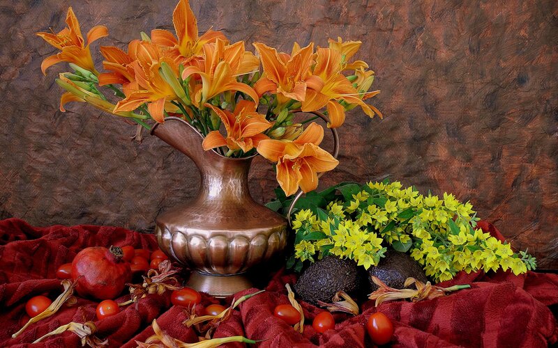 Orange Lilies in Vase — Still Life