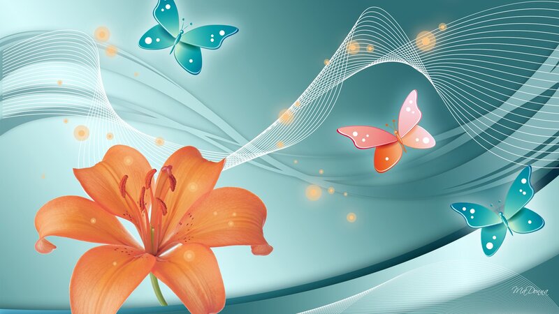 Orange Lily Flower — Serene, Digital Art