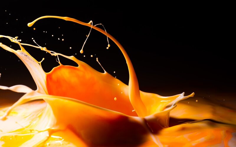 Orange Liquid Splash — Dramatic, Photograph