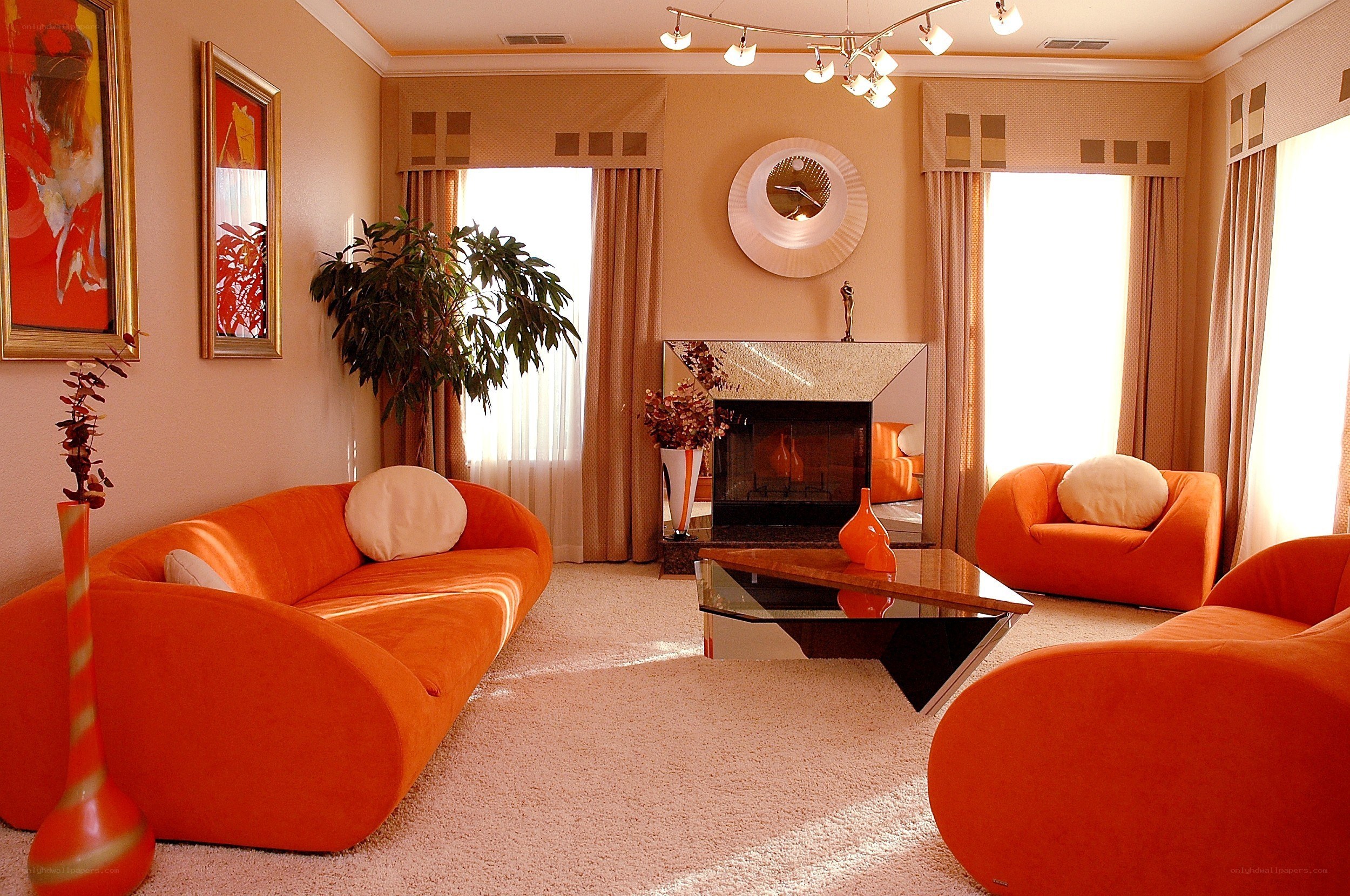 Orange living room interior