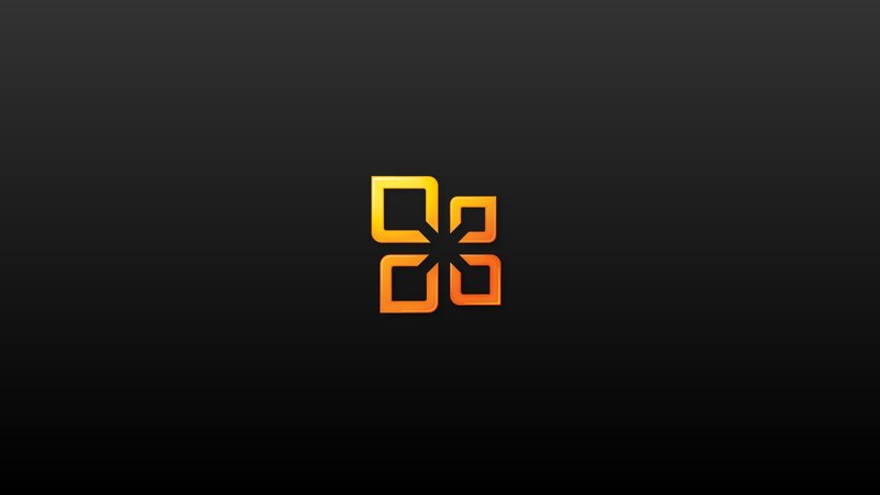 orange logo on black background