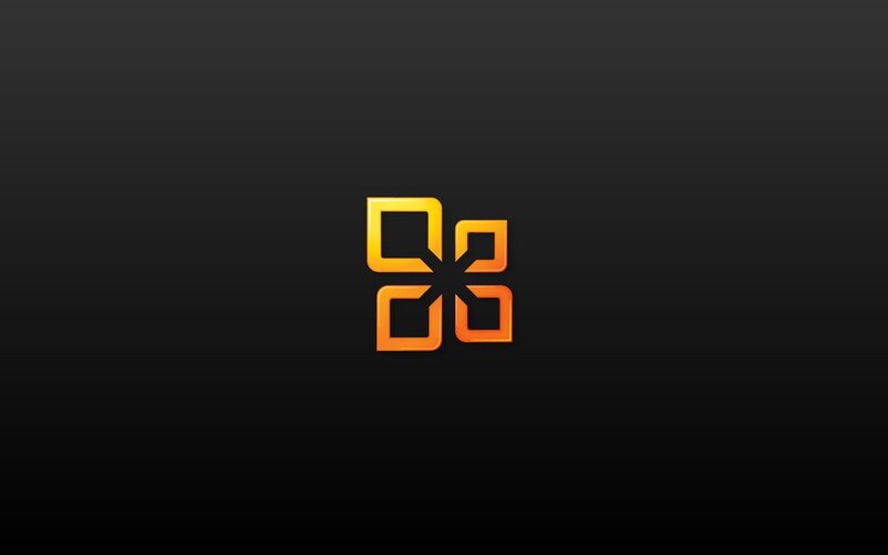 orange logo on black background