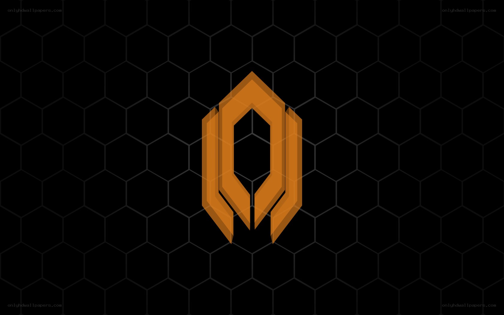 orange logo on hexagonal background