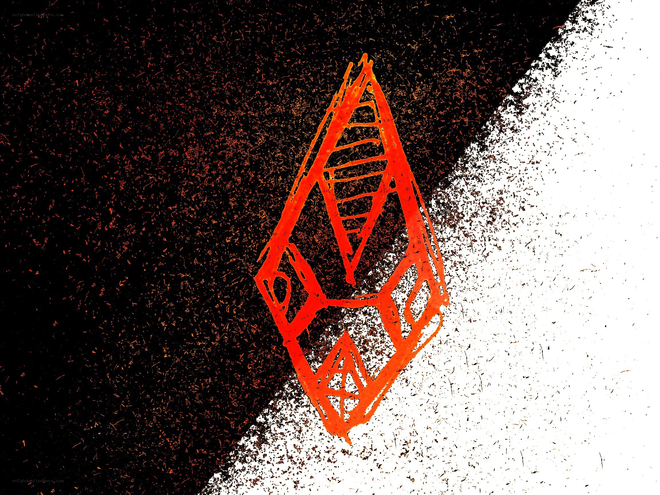 orange logo on textured background