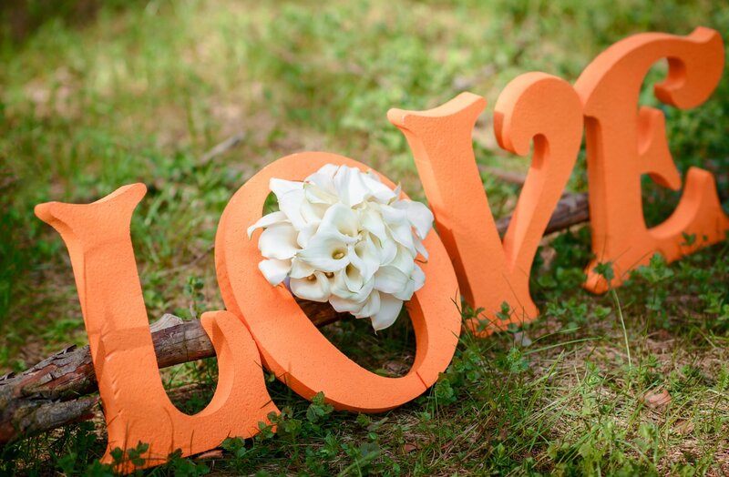 Orange Love Letters with Flowers — Romantic