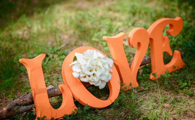 Orange Love Letters with Flowers