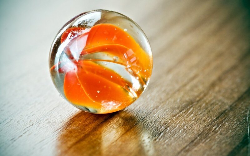 Orange Marble on Wood — Calm, Photograph