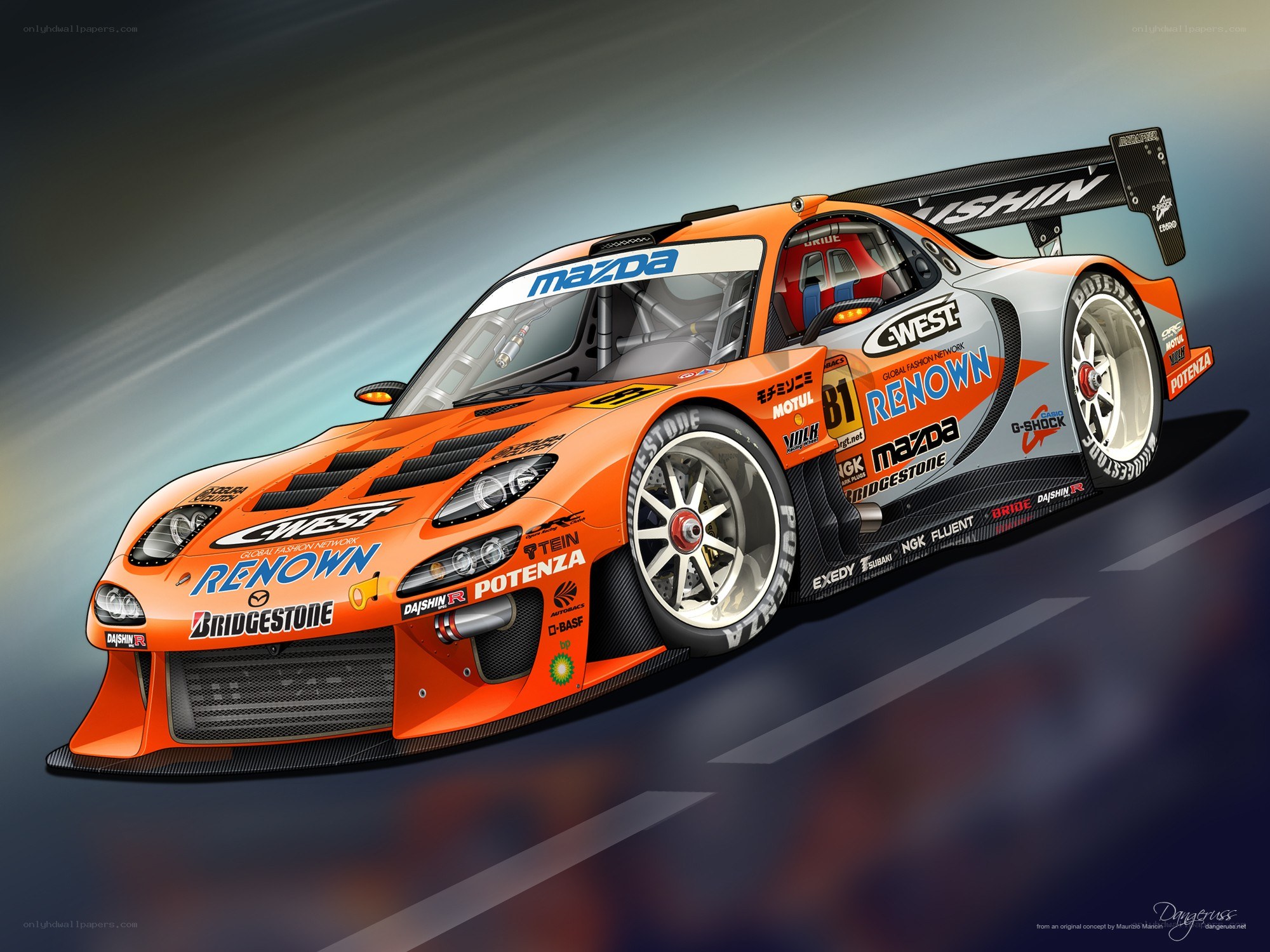 Orange Mazda race car