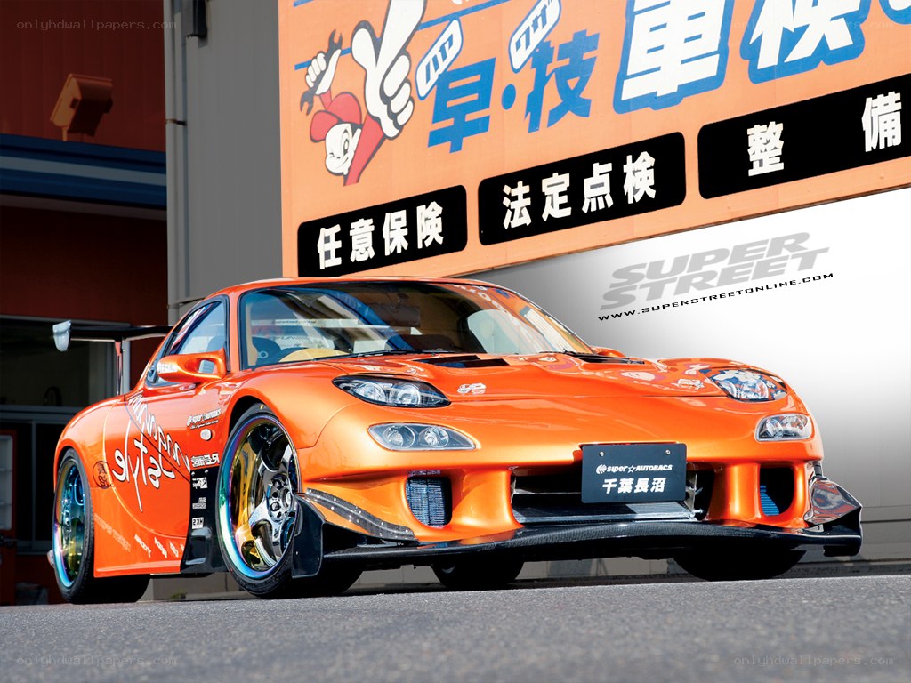 Orange Mazda RX-7 race car