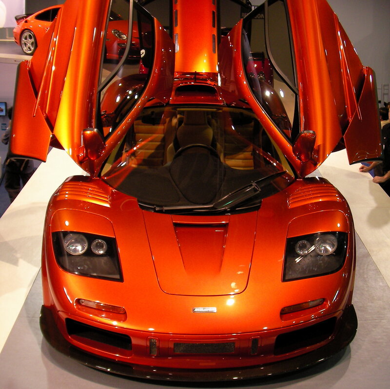 Orange McLaren F1 with doors open