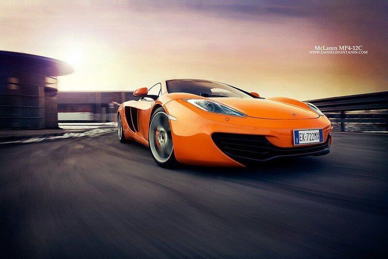 orange McLaren MP4-12C in motion