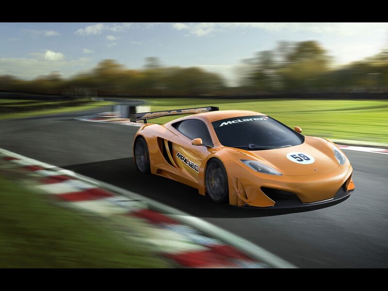 Orange McLaren on racetrack