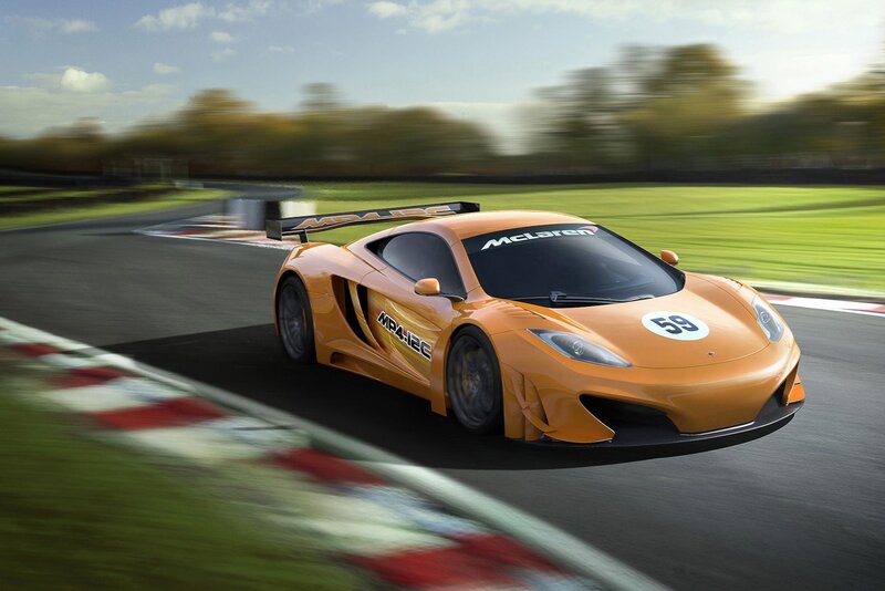 Orange McLaren on racetrack