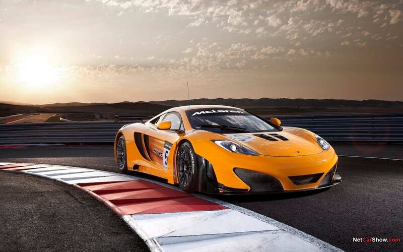 Orange McLaren on racetrack