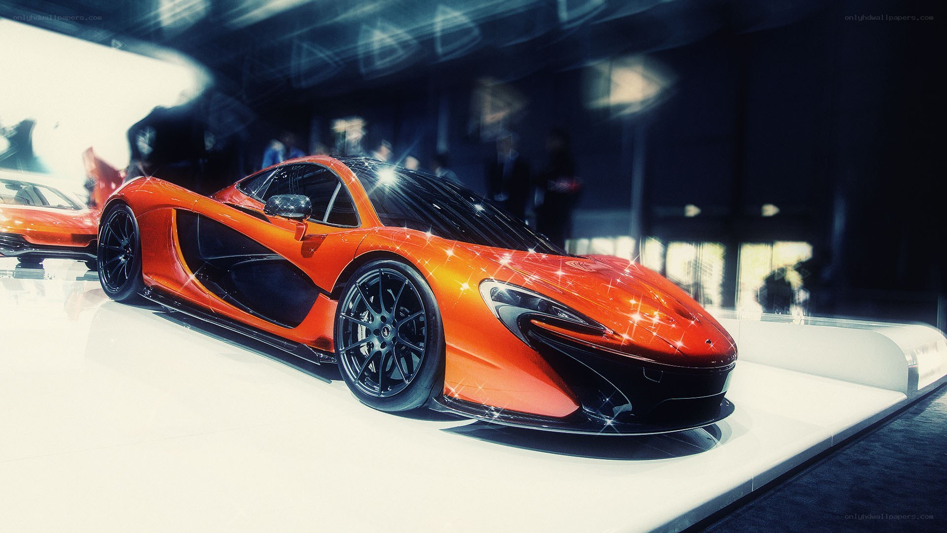 Orange McLaren P1 on display