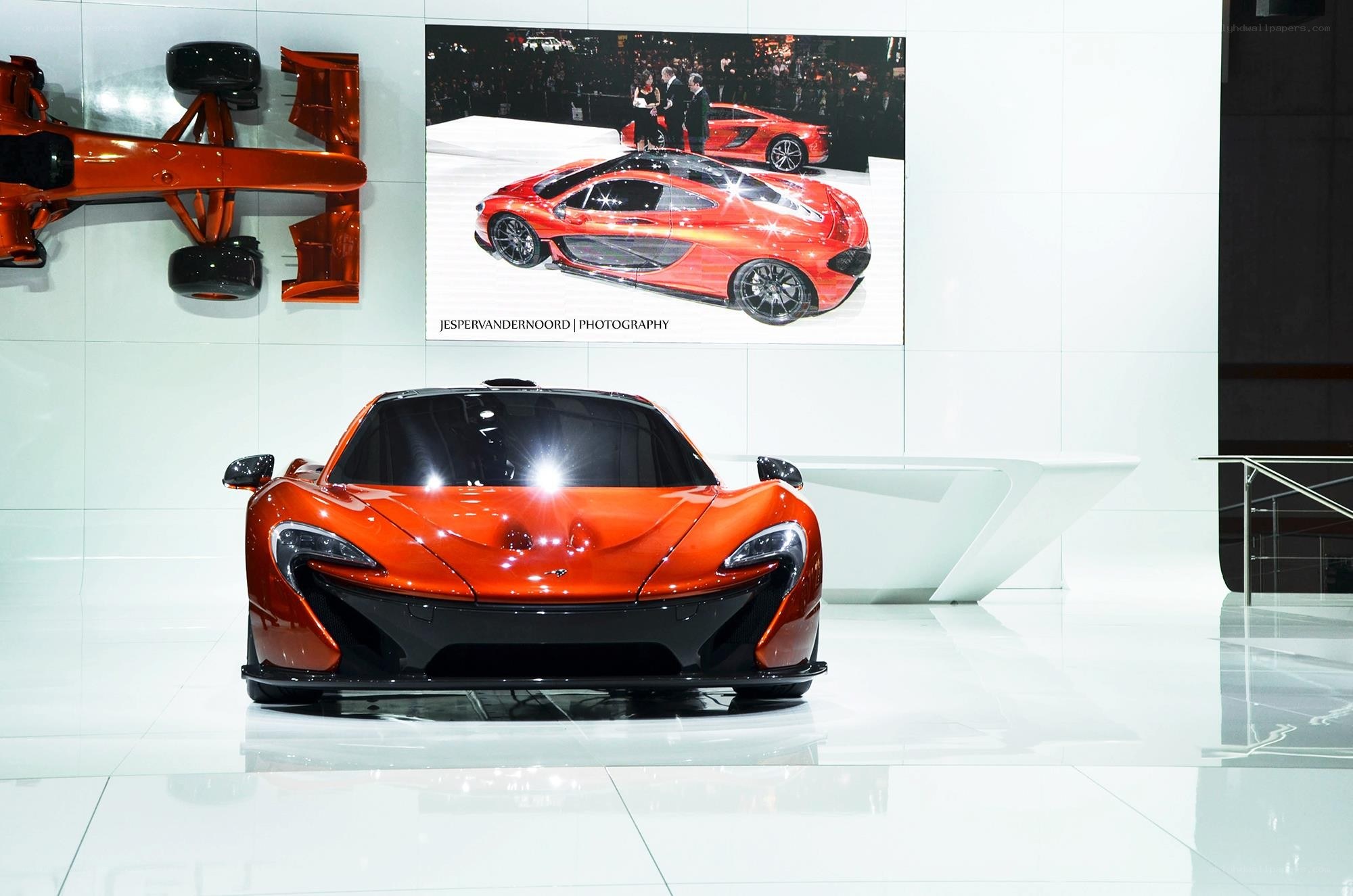 Orange McLaren P1 on display