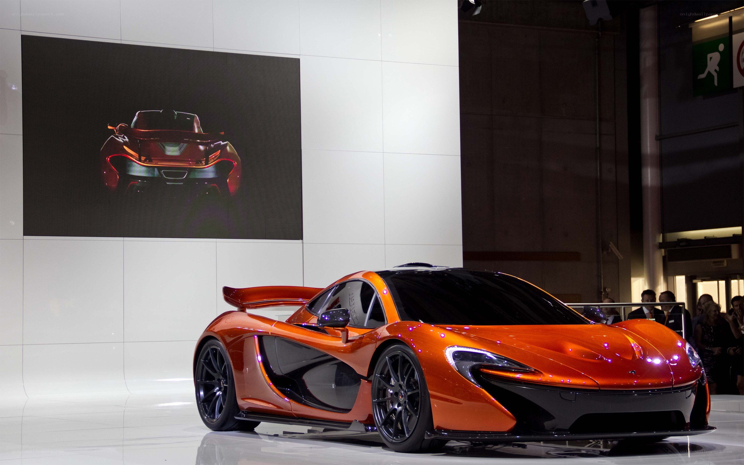 Orange McLaren P1 on display