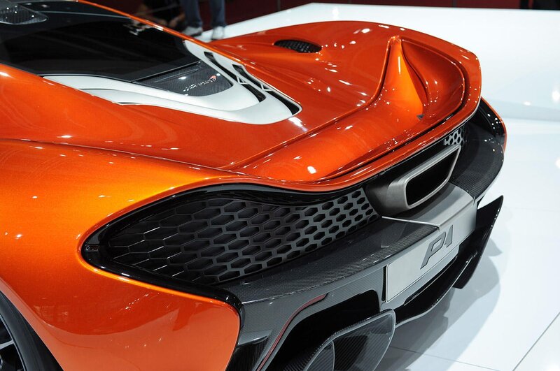 orange McLaren P1 rear view