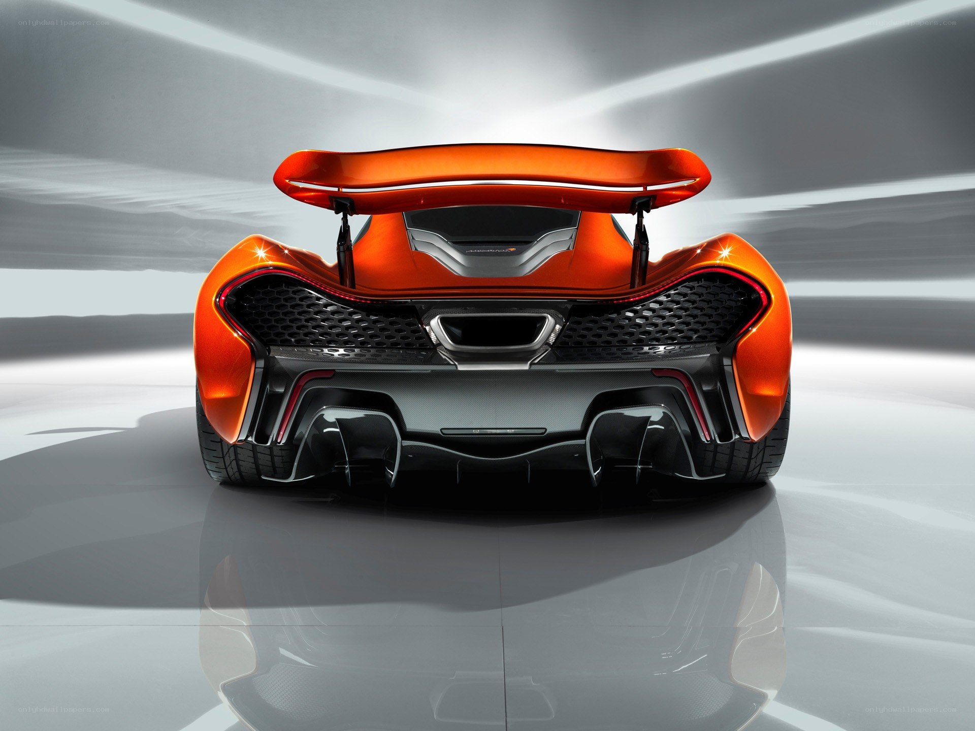 Orange McLaren P1 rear view