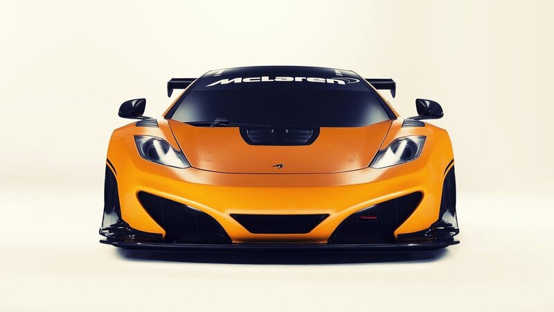 Orange McLaren Race Car — Dramatic, Photograph