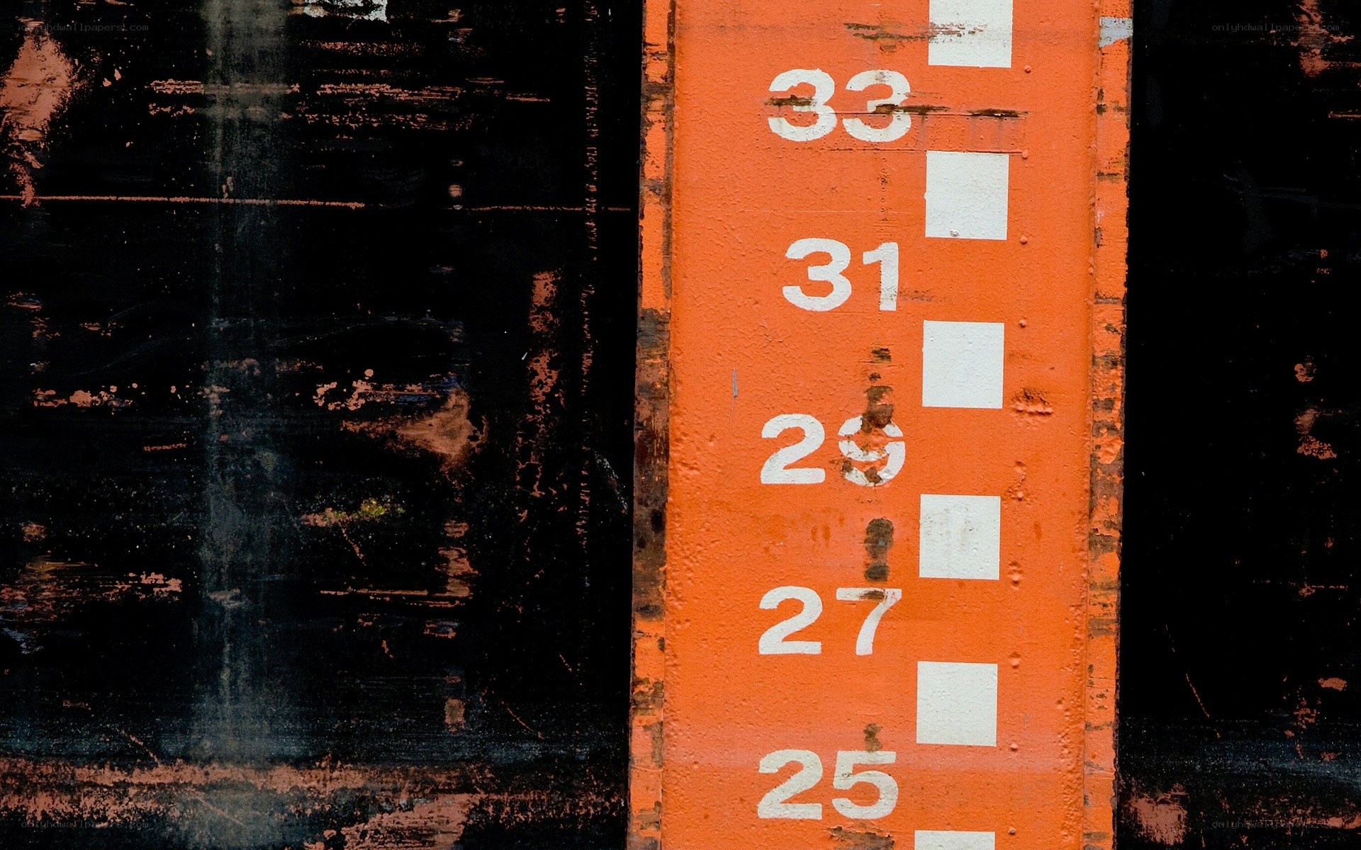 orange measurement scale on black surface