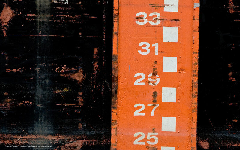 Orange measurement scale on wall