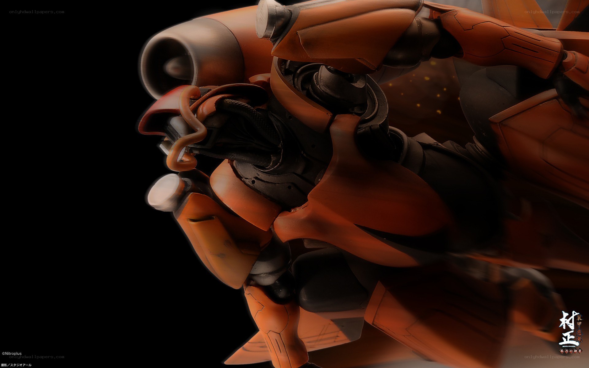 orange mecha robot close-up