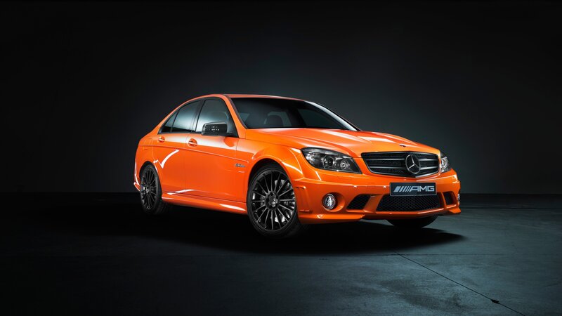 Orange Mercedes-amg Sedan — Dramatic, Photograph