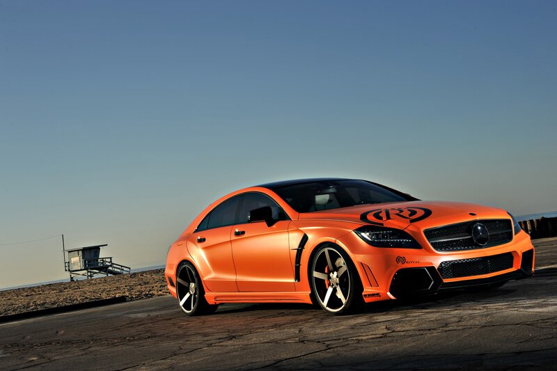 Orange Mercedes-Benz at the beach