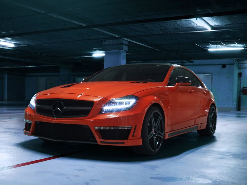 Orange Mercedes-Benz Coupe — Dramatic