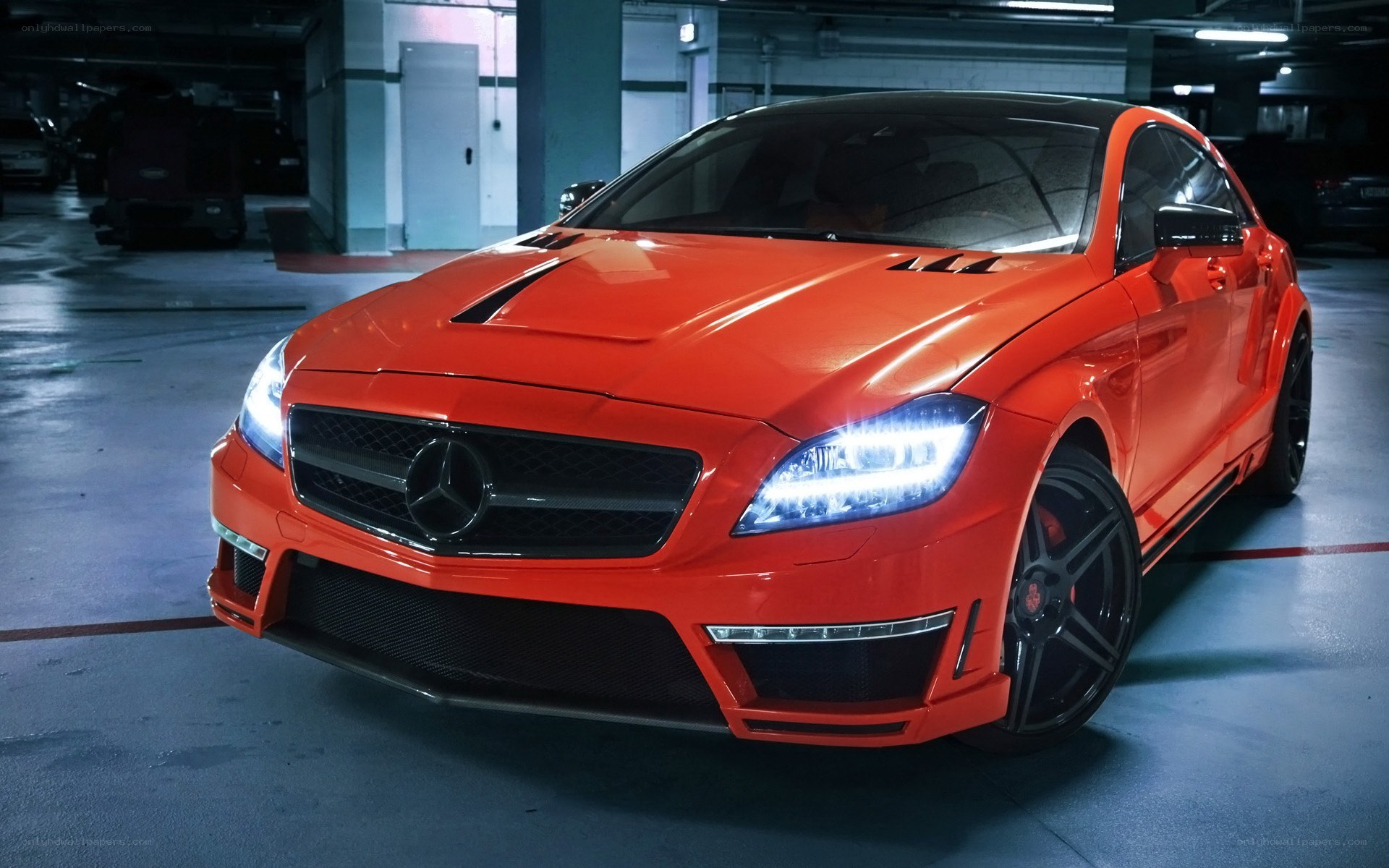 orange mercedes-benz coupe
