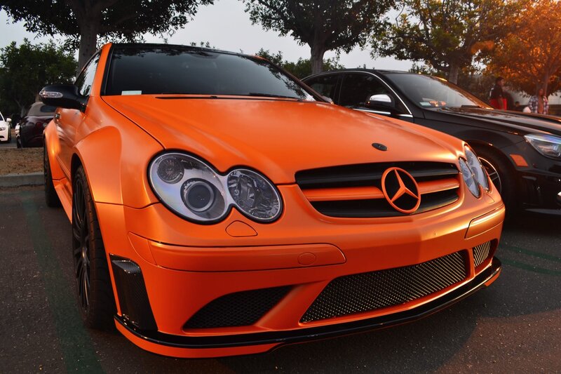 orange Mercedes-Benz sports car