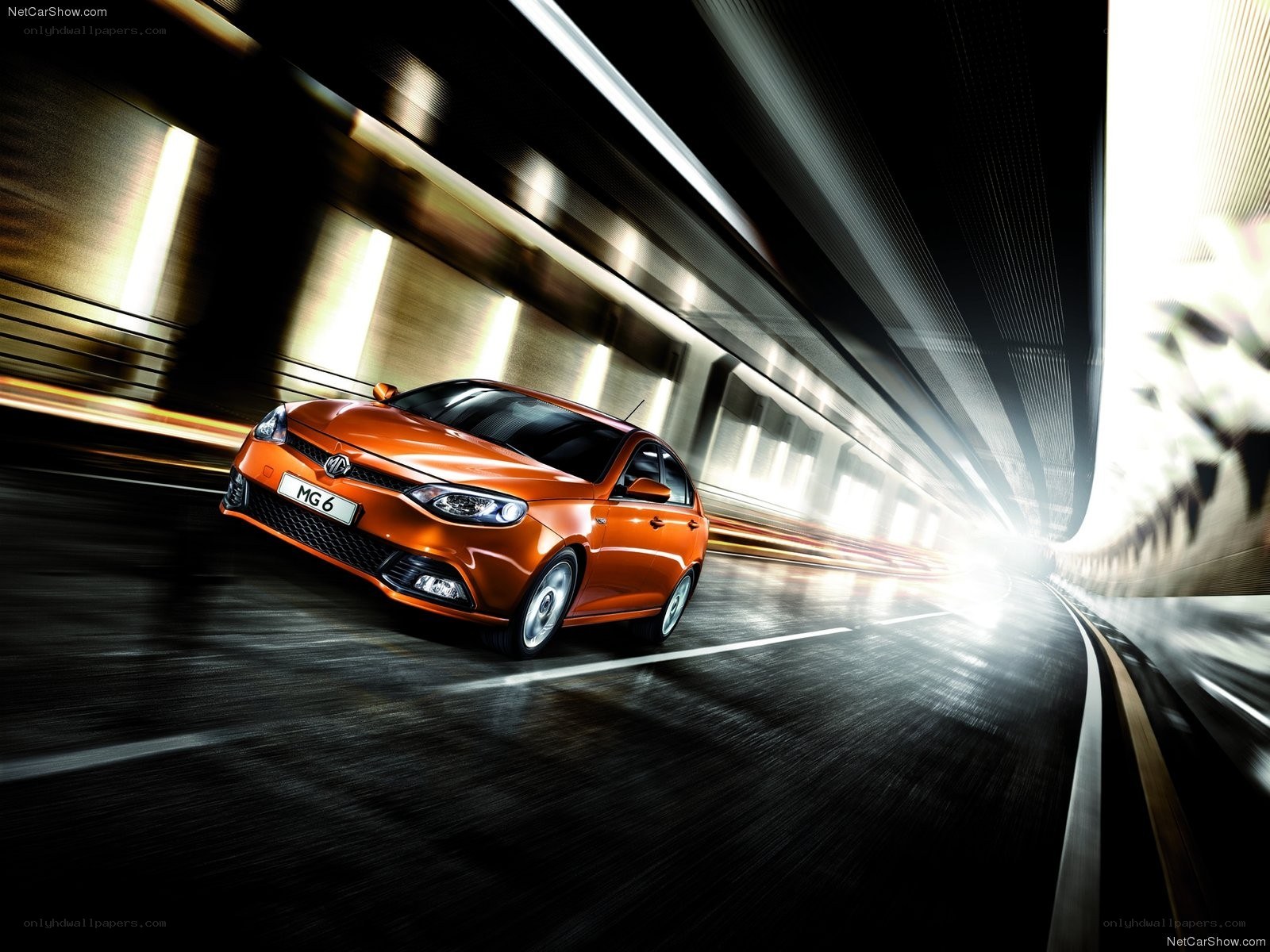 Orange MG6 in tunnel