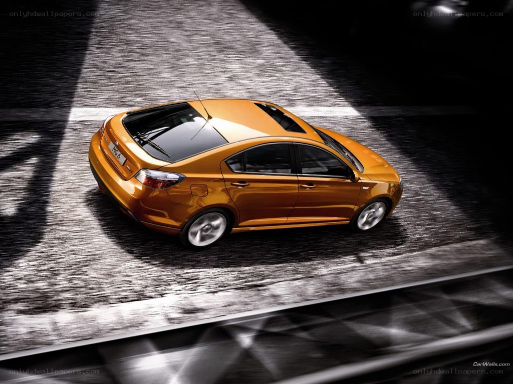 Orange MG6 sedan in motion