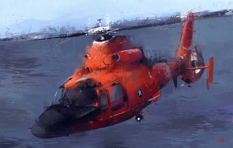 Orange Military Helicopter