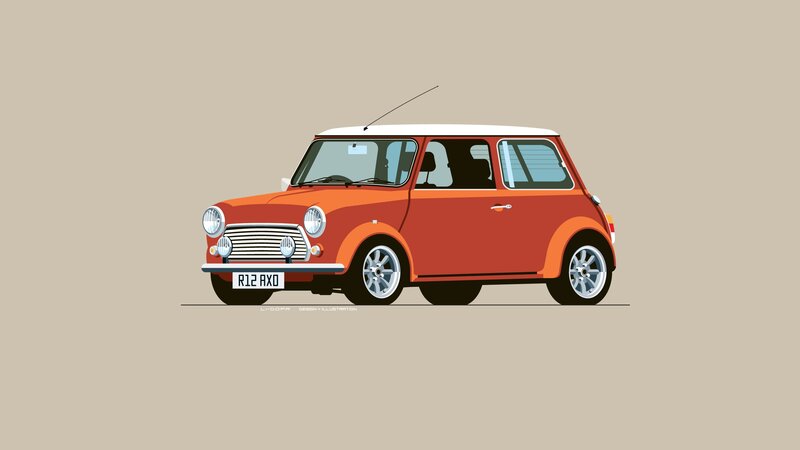 Orange Mini Cooper Car