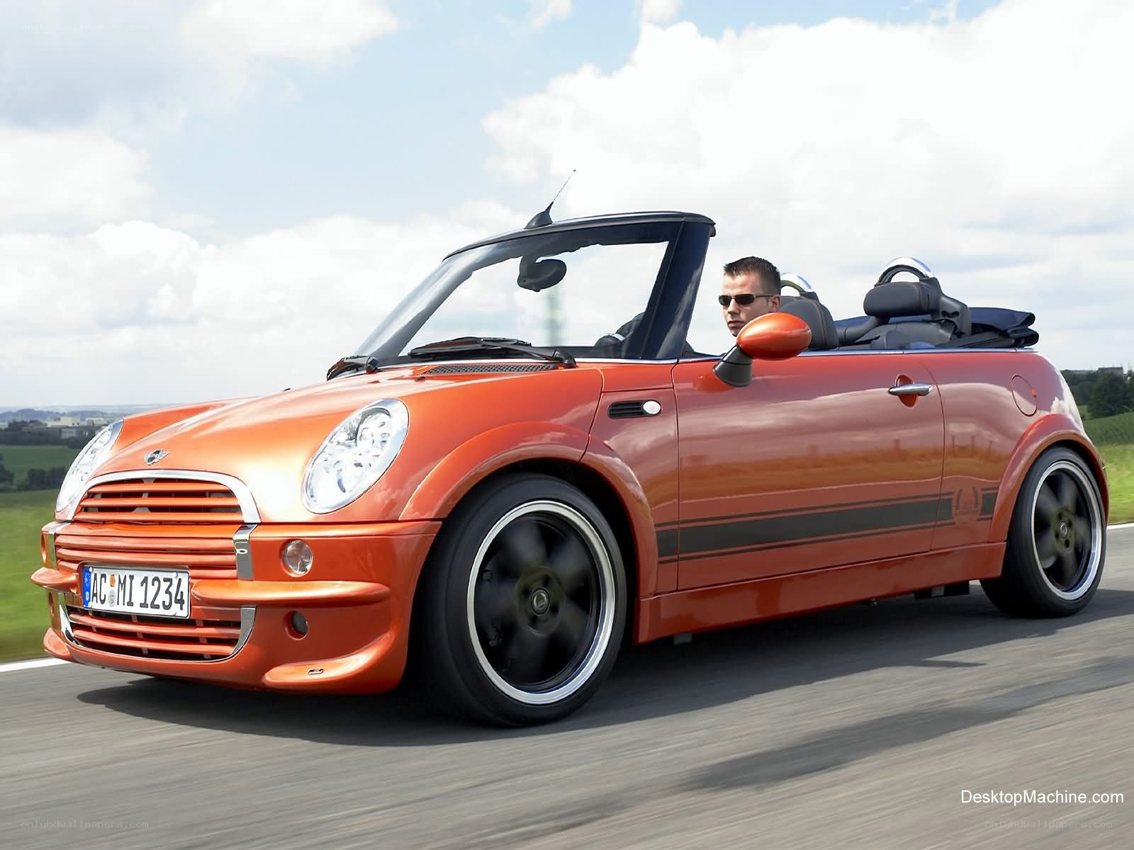 Orange Mini Cooper convertible