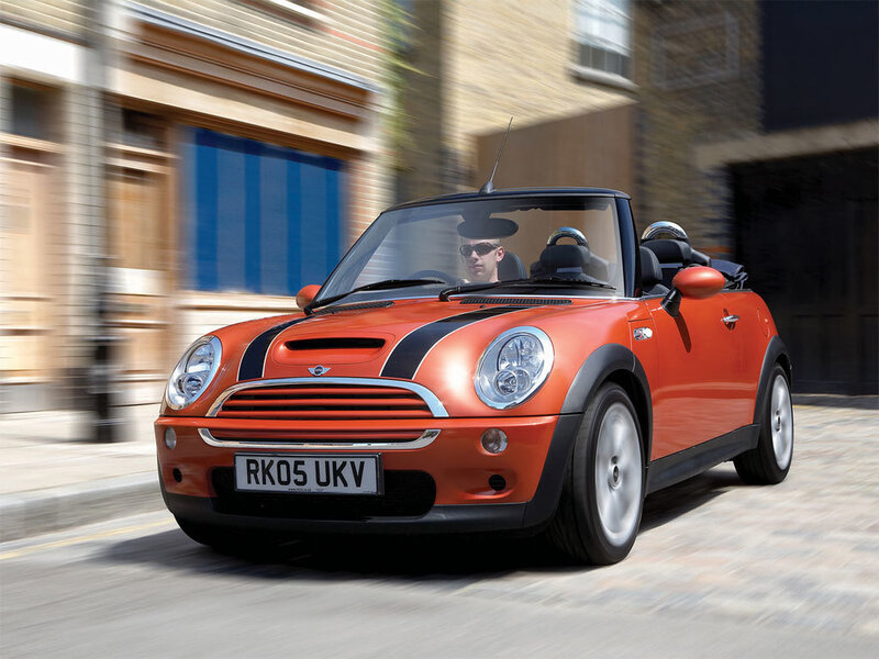 orange mini cooper convertible