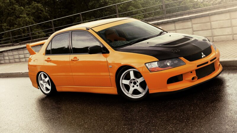 Orange Mitsubishi Lancer — Dramatic, 3d Render