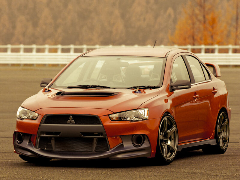 orange Mitsubishi Lancer Evolution