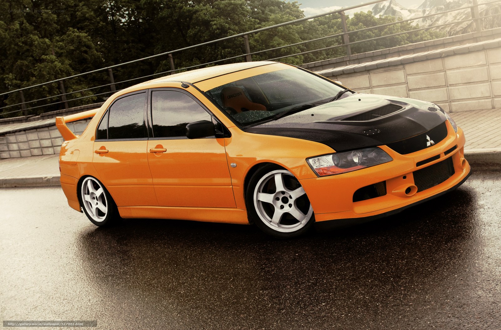 orange Mitsubishi Lancer Evolution