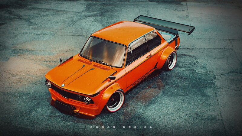 Orange Modified BMW Car — Dramatic