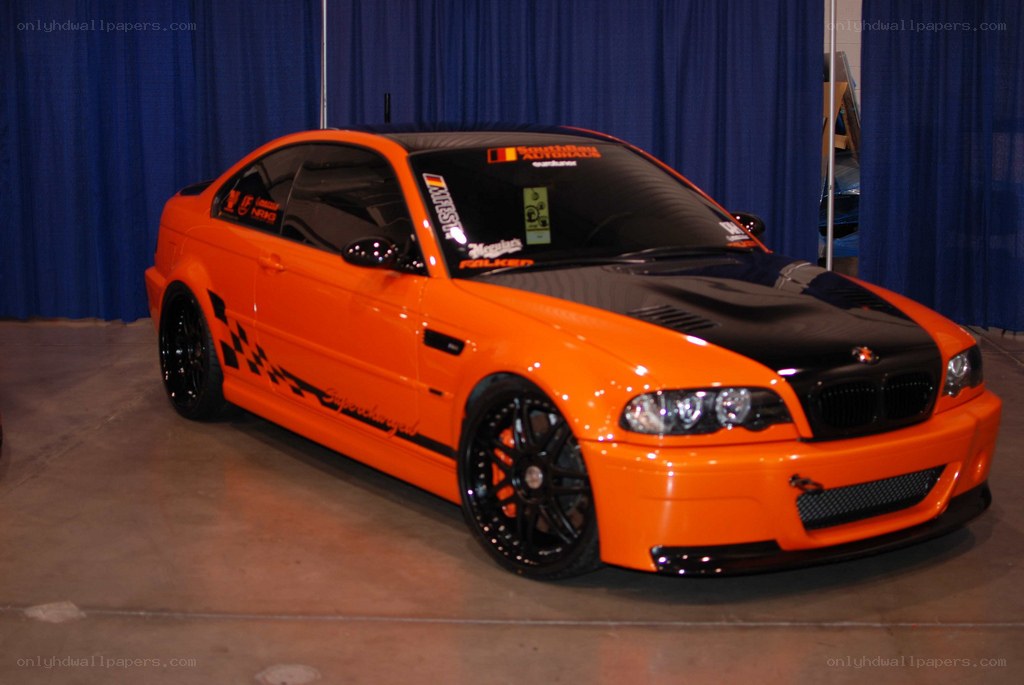 orange modified BMW coupe