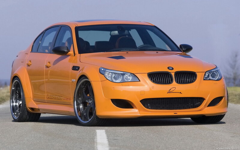 orange modified BMW sedan