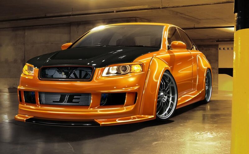 Orange Modified Car — Dramatic, Digital Art, Parking Garage