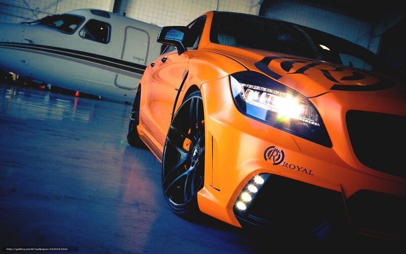 Orange Modified Car — Dramatic, Photograph, Airplane, Hangar, Wheels