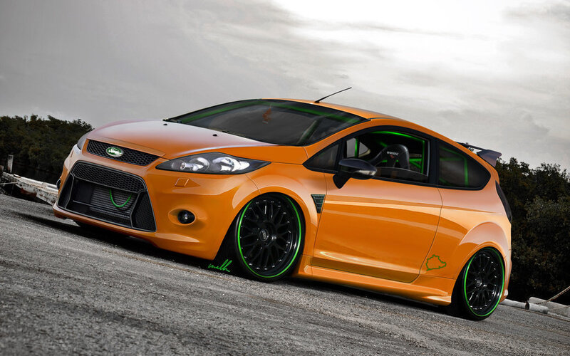 Orange Modified Car — Dramatic, Photograph, Road