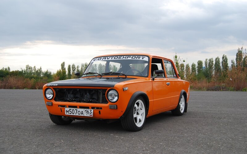 Orange Modified Car — Overcast