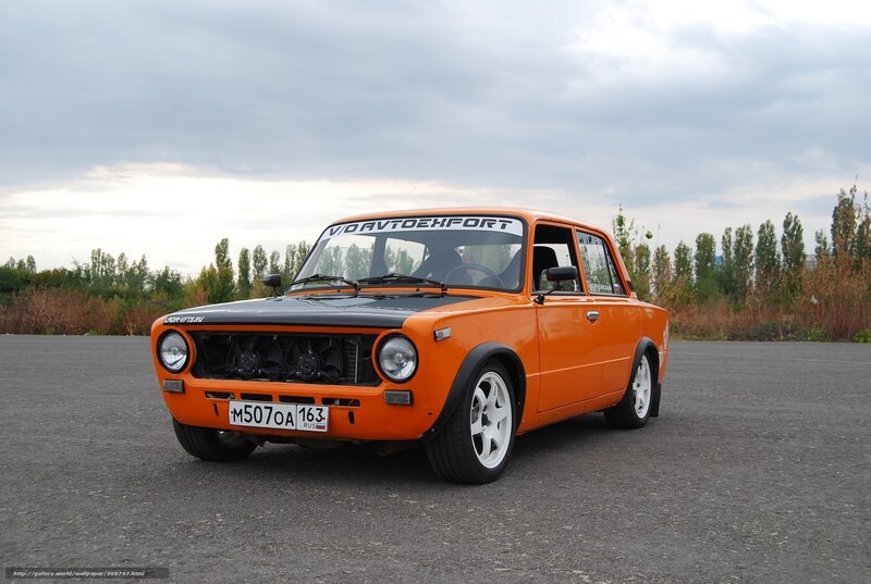 Orange modified Lada car